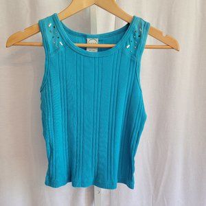 Circo Turquoise Blue Tank Top With Jewel Studs on Shoulders Girl's Size 7/8